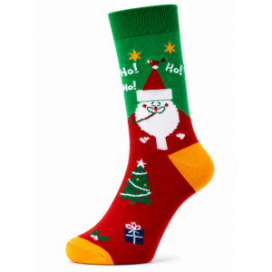 Sock Wollah – Kerstman met Kerstboom Ho Ho Ho op groen